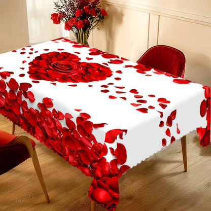 Tafelkleed Polyester Rozen Hart Romantic Design Voor Tafel Decoratie