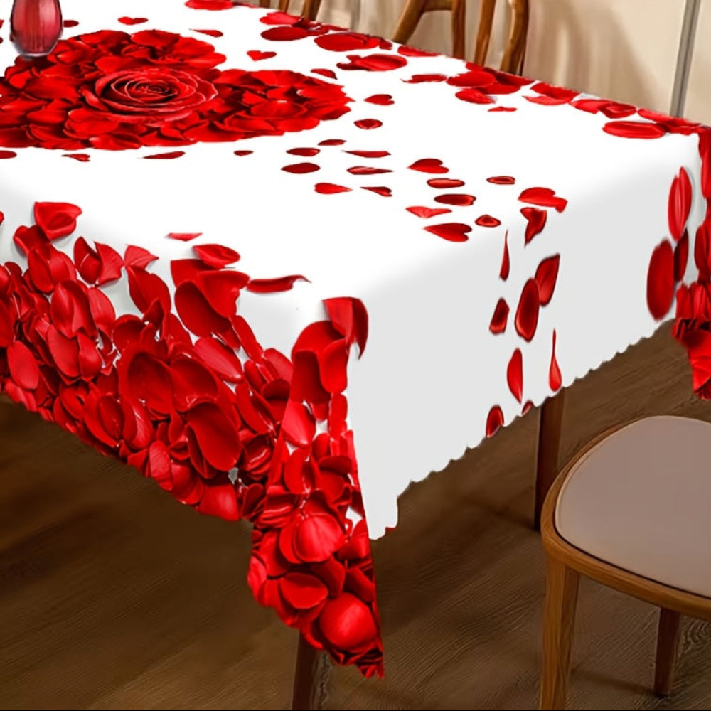 Tafelkleed Polyester Rozen Hart Romantic Design Voor Tafel Decoratie
