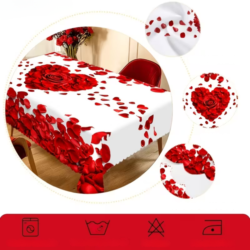 Tafelkleed Polyester Rozen Hart Romantic Design Voor Tafel Decoratie