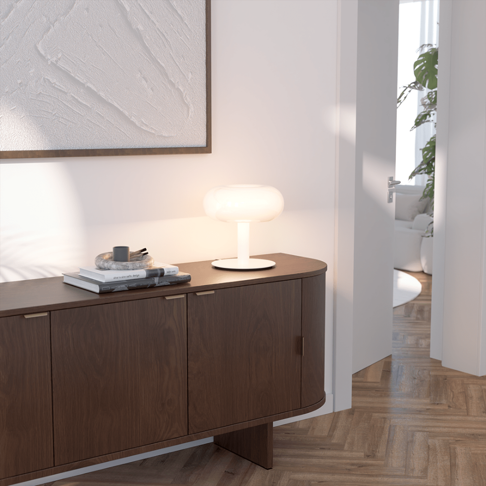 LED Tafellamp Dimbaar Metaal en Glas Paddenstoel Design