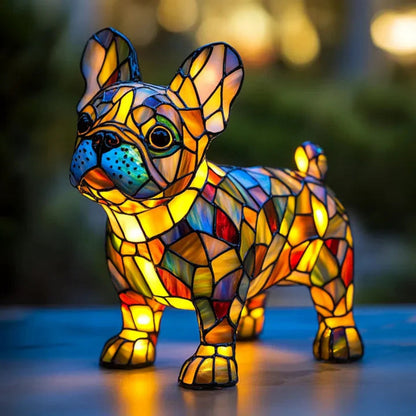 Tafellamp Glas-in-lood met Honden Design LED Verlichting - Velinix
