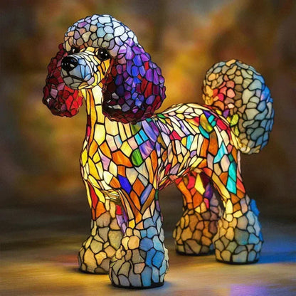 Tafellamp Glas-in-lood met Honden Design LED Verlichting