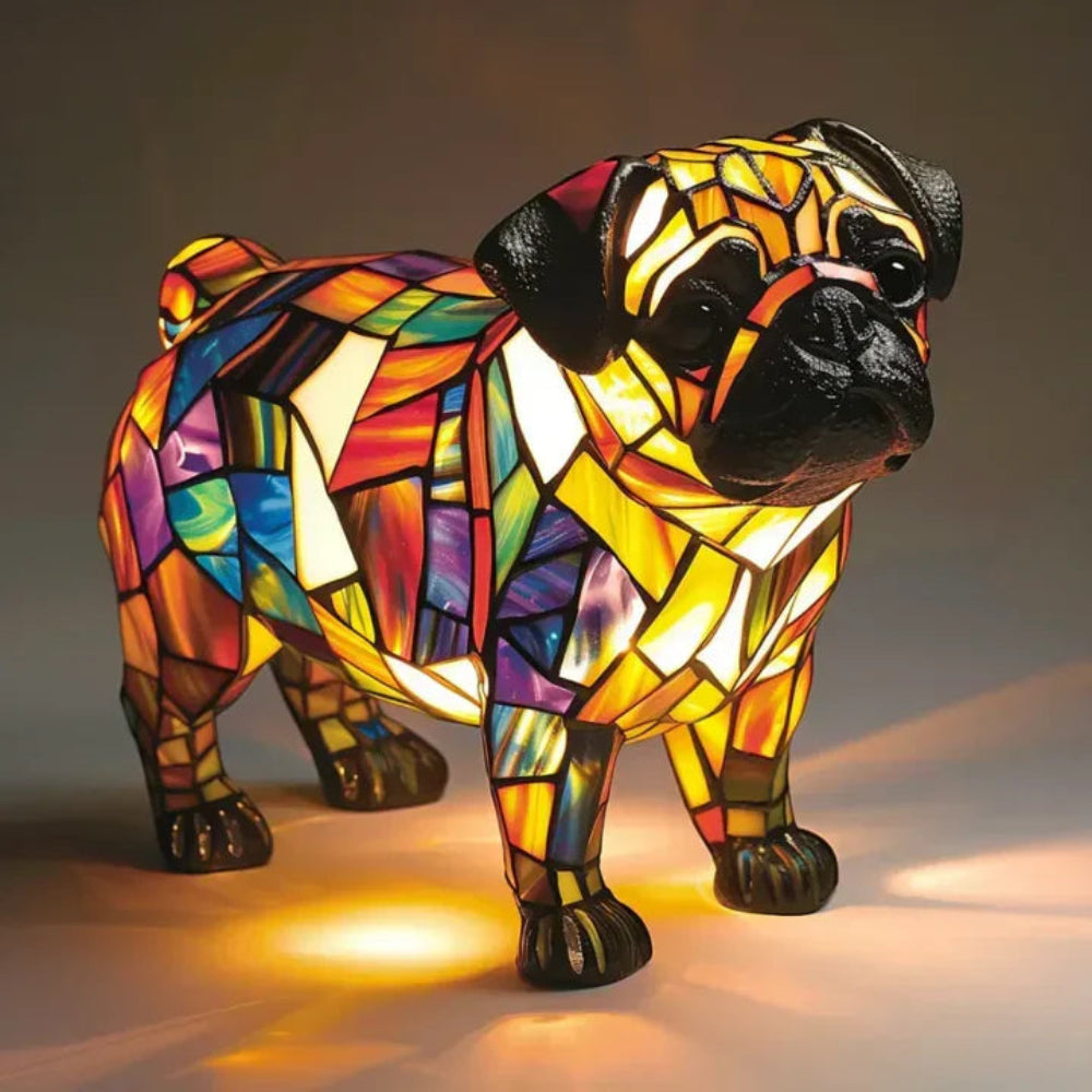 Tafellamp Glas-in-lood met Honden Design LED Verlichting