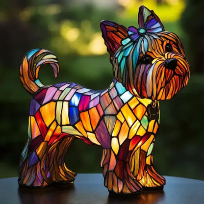 Tafellamp Glas-in-lood met Honden Design LED Verlichting