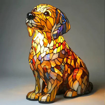 Tafellamp Glas-in-lood met Honden Design LED Verlichting