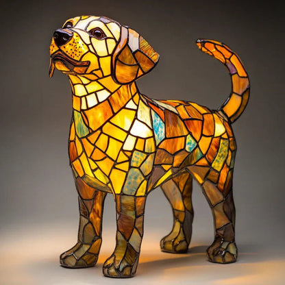 Tafellamp Glas-in-lood met Honden Design LED Verlichting