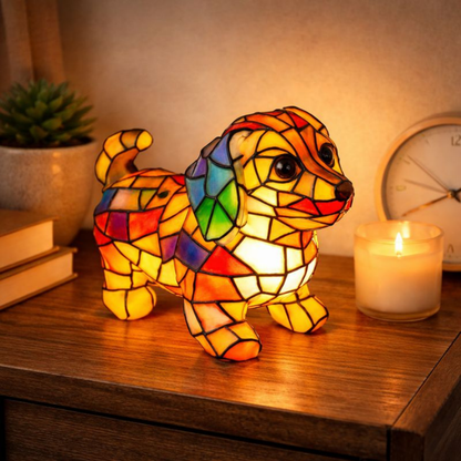 Tafellamp Honden Figuur met Kleurrijk Glasmozaïek - Velinix