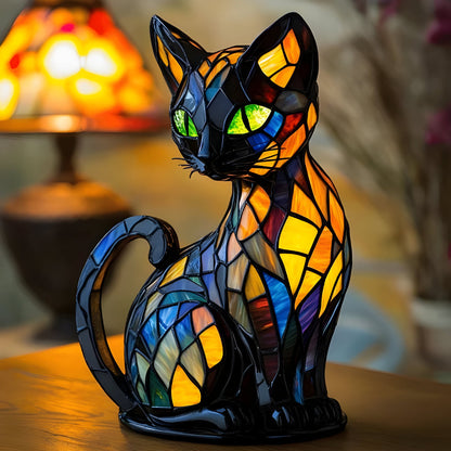 Tafellamp met Glasmozaïek Kat Design Handgemaakt - Velinix