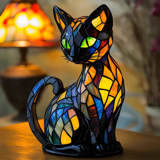 Tafellamp met Glasmozaïek Kat Design Handgemaakt - Velinix