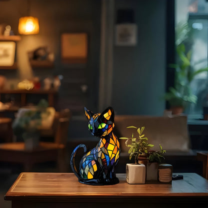 Tafellamp met Glasmozaïek Kat Design Handgemaakt