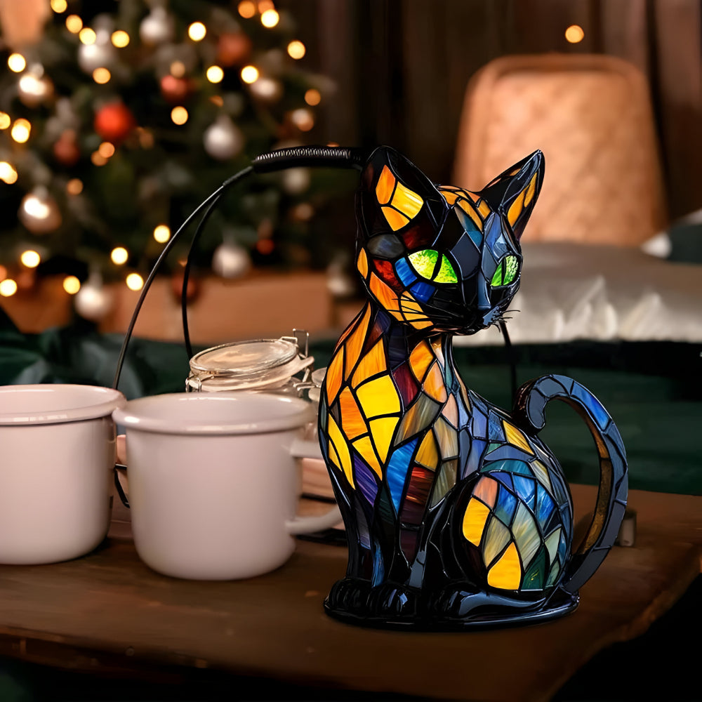 Tafellamp met Glasmozaïek Kat Design Handgemaakt