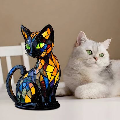 Tafellamp met Glasmozaïek Kat Design Handgemaakt