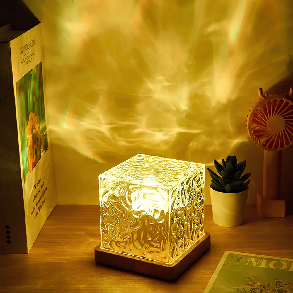 Tafellamp RGB Prisma Houten Voet Modern Design