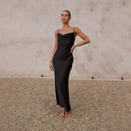 Tanja™ – Dames Jurk van Satijn met Open Rug en Tijdloze Elegantie