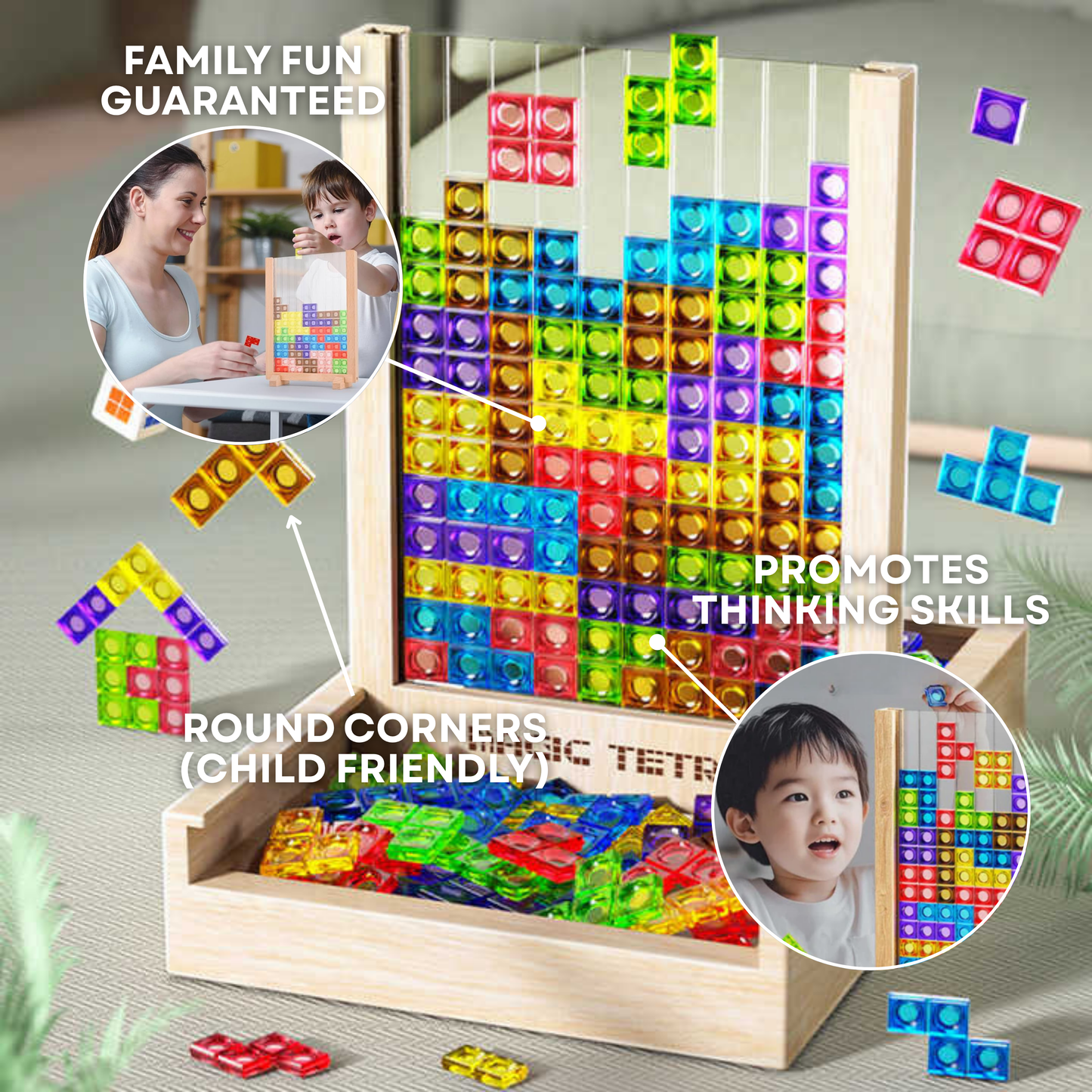 Houten Tetris Bord Educatief en Duurzaam voor Kinderen en Volwassenen