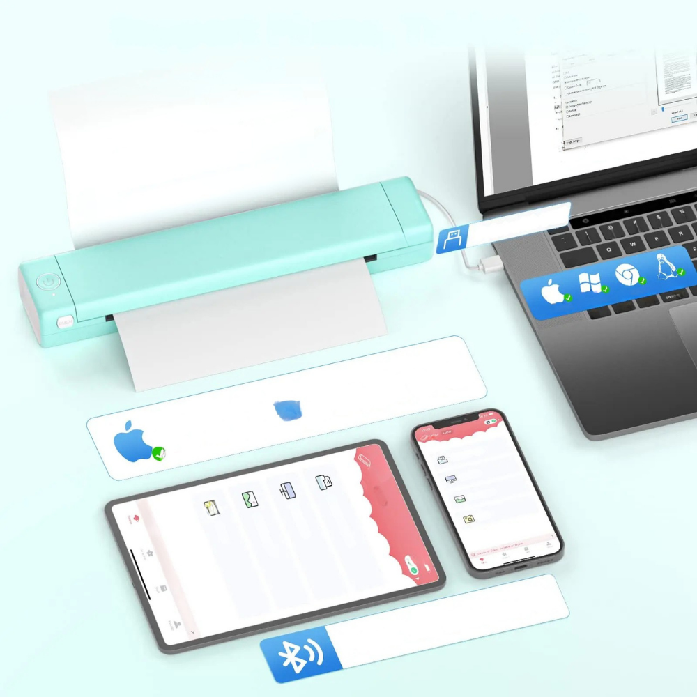 Draagbare Bluetooth Printer Inktloos Thermisch Printen