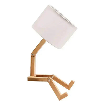 Houten Bureaulamp met Robot Design LED Verlichting voor Thuis en Kantoor