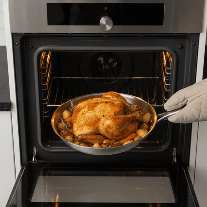 Titan Premium | Edelstahl Bratpfanne ohne Beschichtung mit Optimierter Wärmeverteilung | Langlebig für Gesundes Kochen 5
