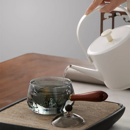 Theepot Roterend Glazen Design Met Handig Roterend Systeem