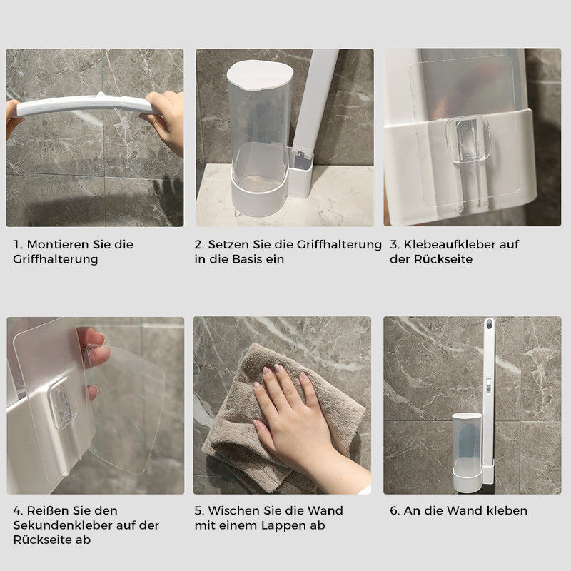 Toilettenborstel Wegwerp Antibacterieel met Sponskop en Opbergbeugel