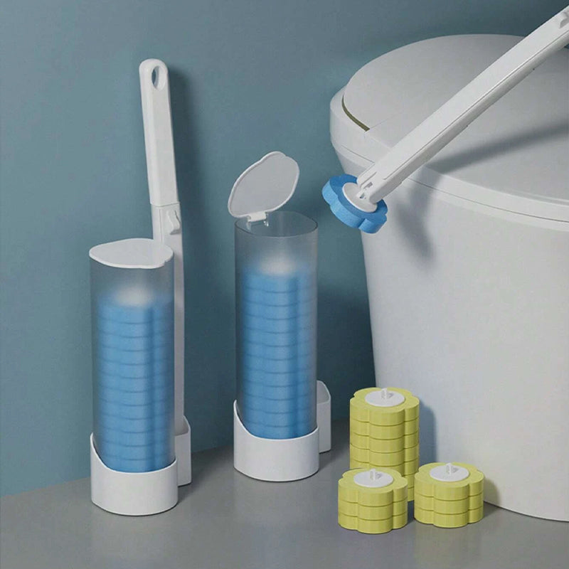 Toilettenborstel Wegwerp Antibacterieel met Sponskop en Opbergbeugel