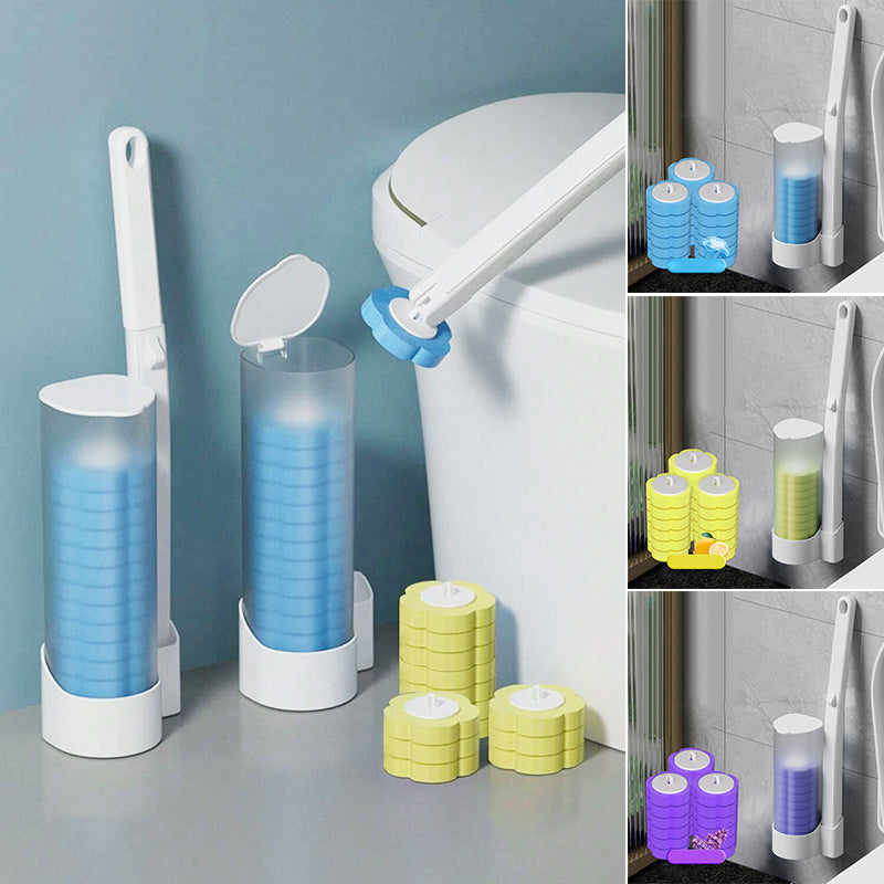 Toilettenborstel Wegwerp Antibacterieel met Sponskop en Opbergbeugel