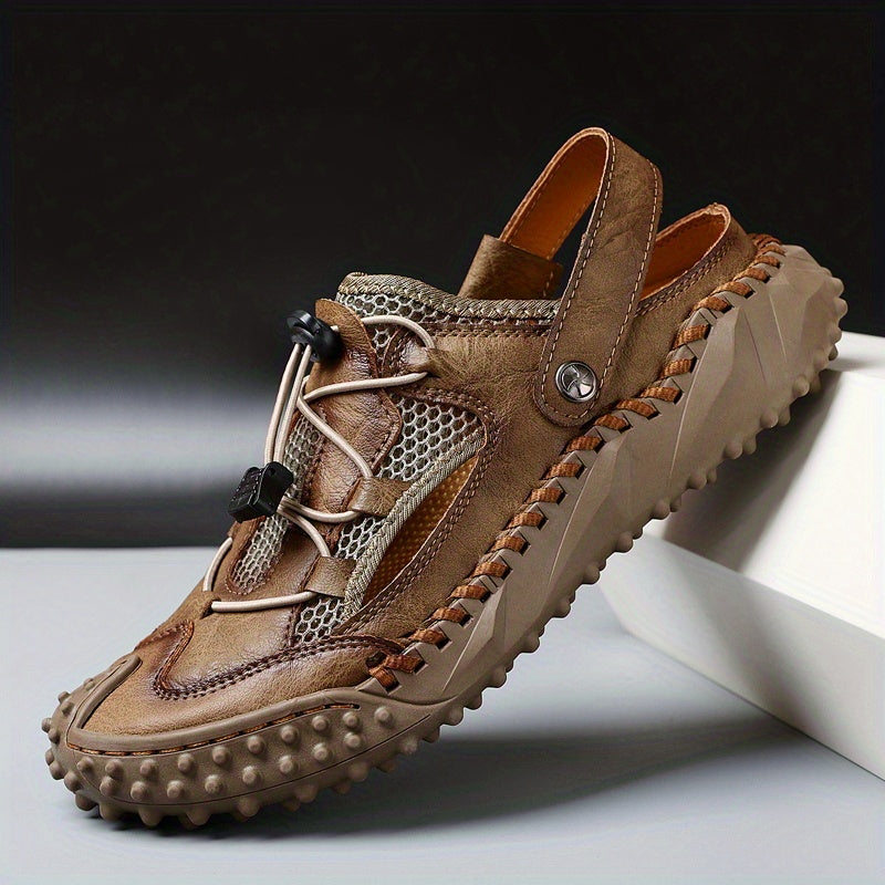 TrailStep™ – Heren Sandalen Leer Met Comfortabel Voetbed & Slipweerstand-2