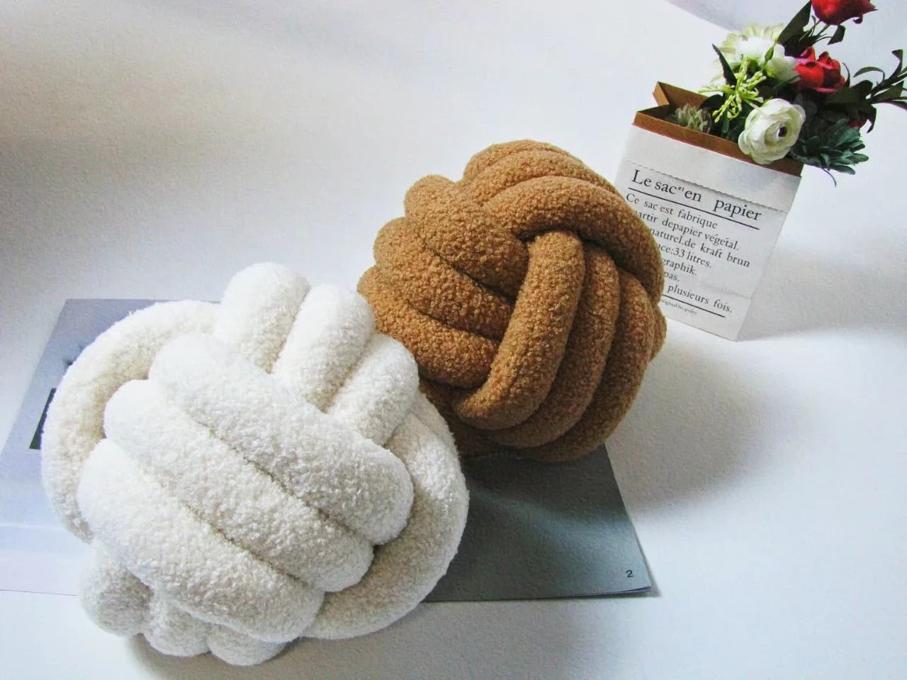 Kussen van Katoen Fleece met 3 Knopen Zacht en Warm