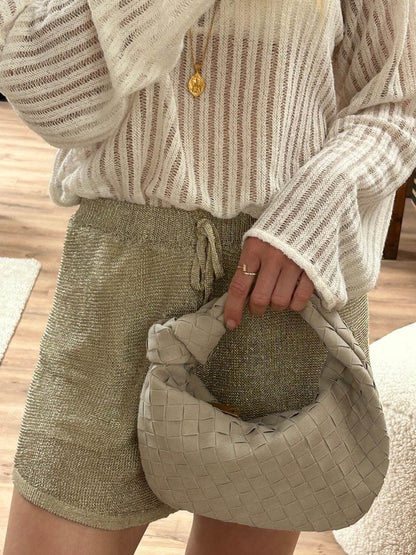 Vegan Schoudertas voor Dames Knoopontwerp Elegant Zwart