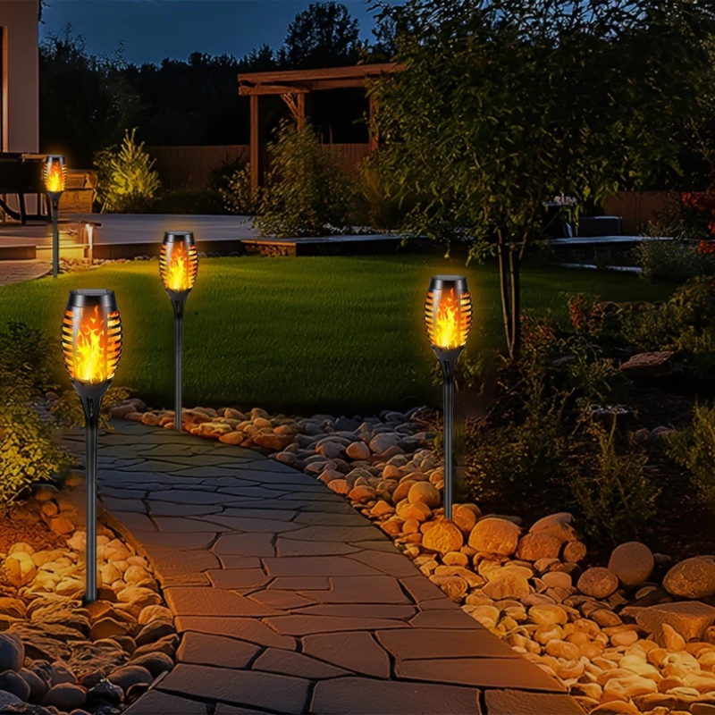 Solar LED Tuinlampen Flikkerend Vuur Effect Set van 4/8/12