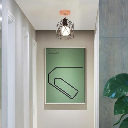 Houten Plafondlamp Industrieel Design met LED Verlichting