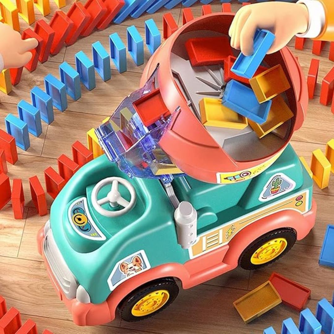 Houten Vrachtwagen Domino Speelgoed Montessori Stijl