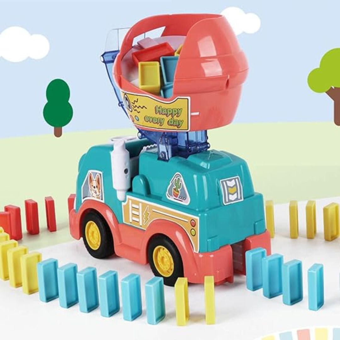 Houten Vrachtwagen Domino Speelgoed Montessori Stijl