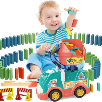 Houten Vrachtwagen Domino Speelgoed Montessori Stijl - Velinix