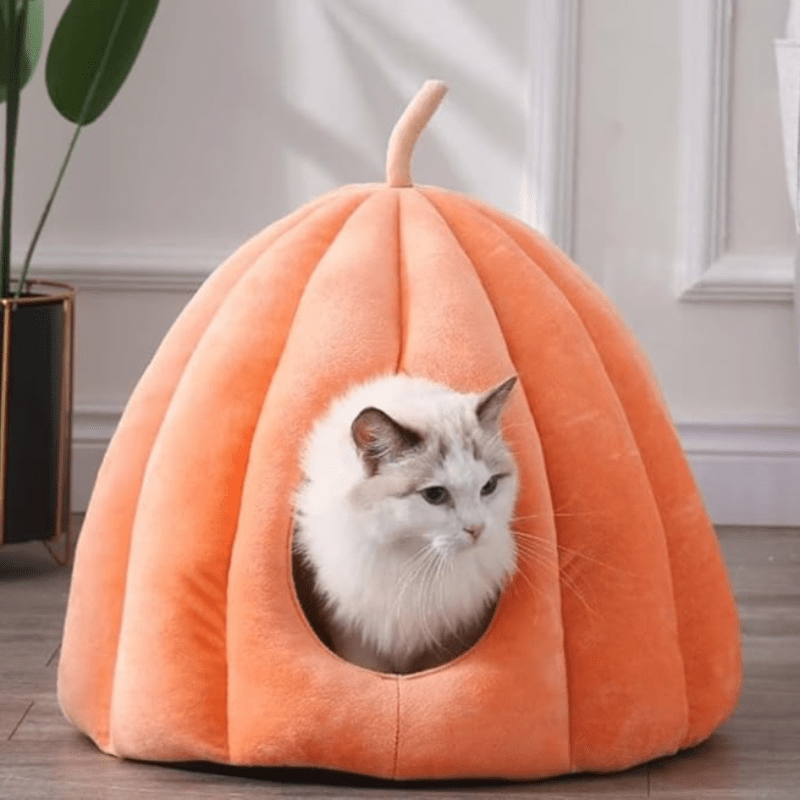 Kattenbed Pompoen Soft Pluche Warm voor Winter - Velinix