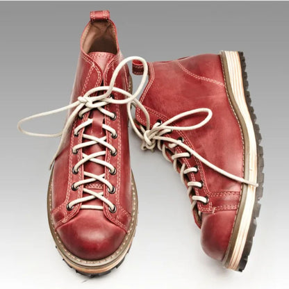 Robuuste Leer Sneakers met Stijlvol Outdoor Design