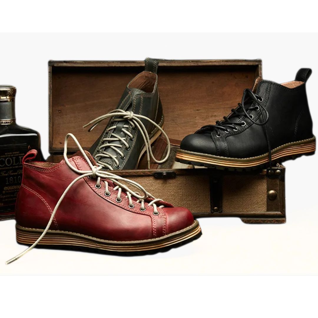 Robuuste Leer Sneakers met Stijlvol Outdoor Design
