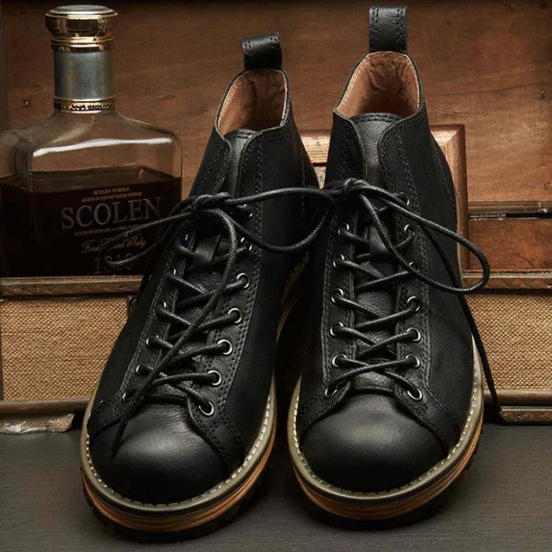 Robuuste Leer Sneakers met Stijlvol Outdoor Design