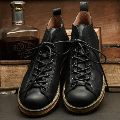 Robuuste Leer Sneakers met Stijlvol Outdoor Design