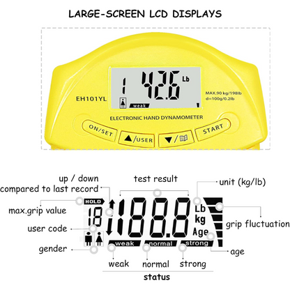 Handkrachtmeter Digitale Gripmeter tot 90 kg Nauwkeurig