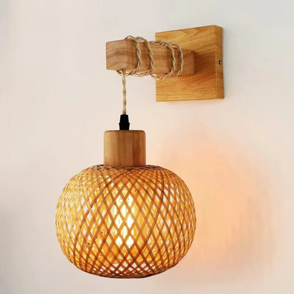 Bamboe Wandlamp Dimbaar met Stekker en Natuurlijk Design - Velinix