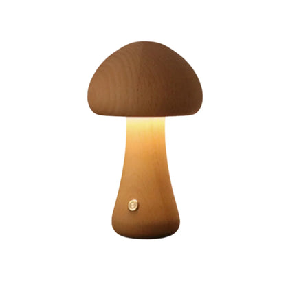 Houten Tafellamp Paddenstoel Vintage Stijl Dimbaar