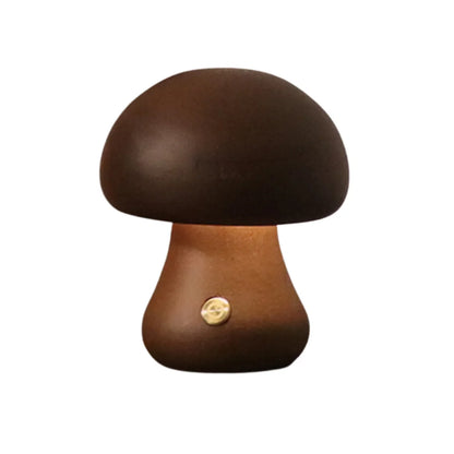 Houten Tafellamp Paddenstoel Vintage Stijl Dimbaar