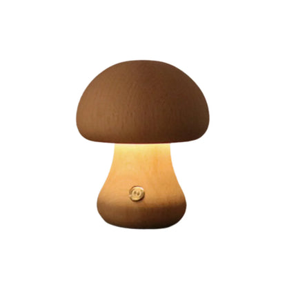 Houten Tafellamp Paddenstoel Vintage Stijl Dimbaar