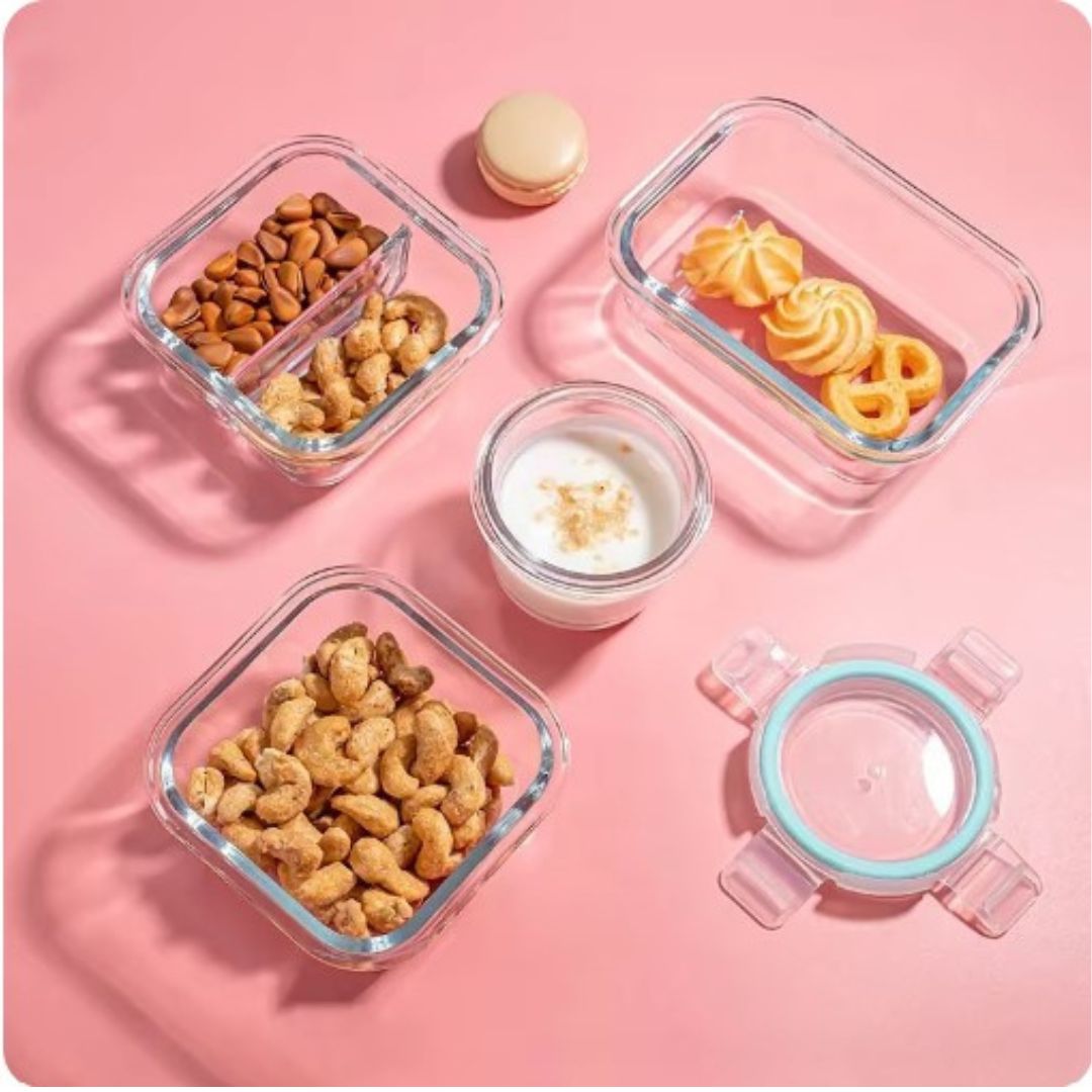 Glas Lunchbox Bento van Borosilicaat Glas Vakuum Isolatie