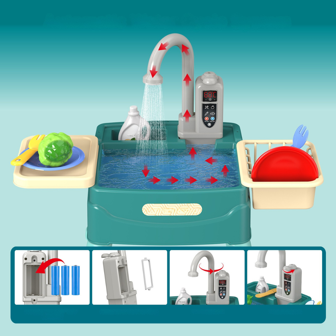 Kinder Speelkeuken met Kraan en Accessoires voor Jonge Koks
