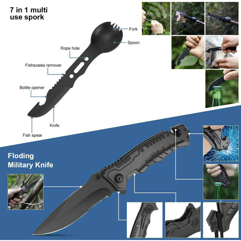 Survivalkit voor Wandelen en Kamperen met SOS-Gereedschap