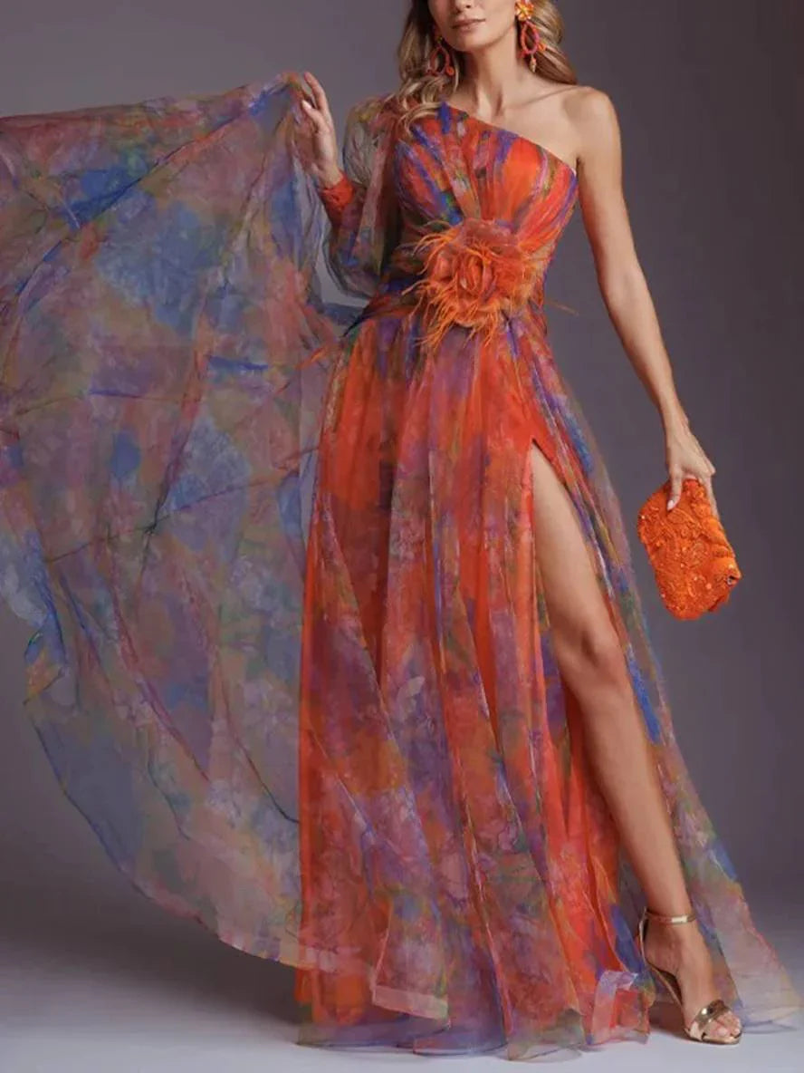 Valentina™ – Dames Galajurk met Glamoureuze Details en Hoge Split