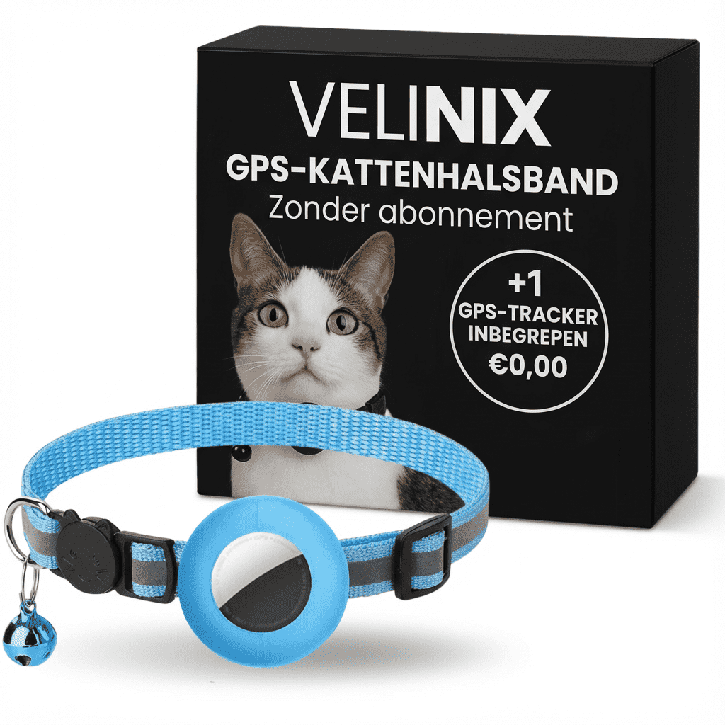Velinix™ – GPS Halsband voor Kat Zonder Abonnement (iOS & Android)