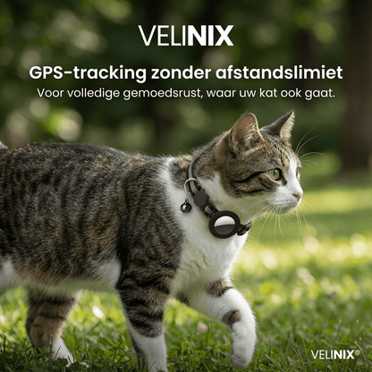 Velinix™ – GPS Halsband voor Kat Zonder Abonnement (iOS & Android)